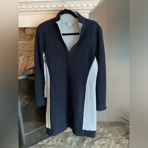 Tommy Bahama Navy and Light Gray Long Sleeve Dress with Quarter Zip